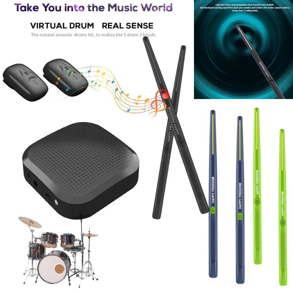 Musical Instrument Virtual - ชุดกลองเสมือนจริงแบบสัมผัสได้ กลองลมอิเล็กทรอนิกส์ ไม้กลอง เครื่องดนตรี ไม้กลองเสมือนจริงอัจฉริยะ ชุดแป้นเหยียบกลองเสมือนจริง