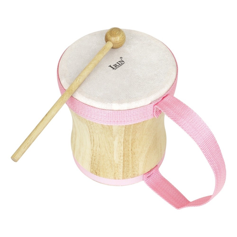 Tambourine Hand Drum - กลองมืออินเดียทำจากไม้ สำหรับการศึกษาปฐมวัย กลองแทมบูรีนแบบถือมือ พร้อมไม้ตีกลอง หนังแกะ กลองสำหรับเด็ก
