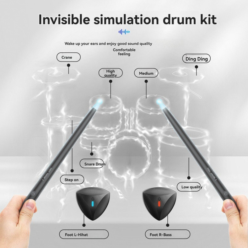 Musical Instrument Virtual - กลองลมอิเล็กทรอนิกส์แบบสัมผัสได้ เทคโนโลยีพกพาอัจฉริยะ เครื่องดนตรีเสมือนจริง AR ไม้กลองสำหรับฝึกซ้อม