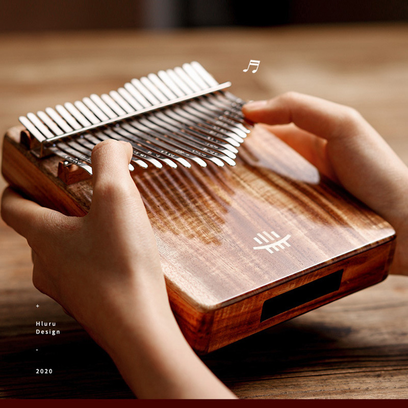 Musical Instrument Kalimba - Hluru Kalimba 17คีย์, มีรู21คีย์ Kalimba ไม้เปียโนนิ้วหัวแม่มือไม้เต็มรูปแบบ