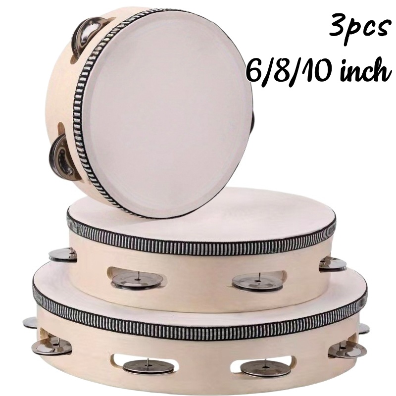 Tambourine Hand Drum - แทมบูรีนไม้ 1/3 ชิ้น ขนาด 6/8/10 นิ้ว