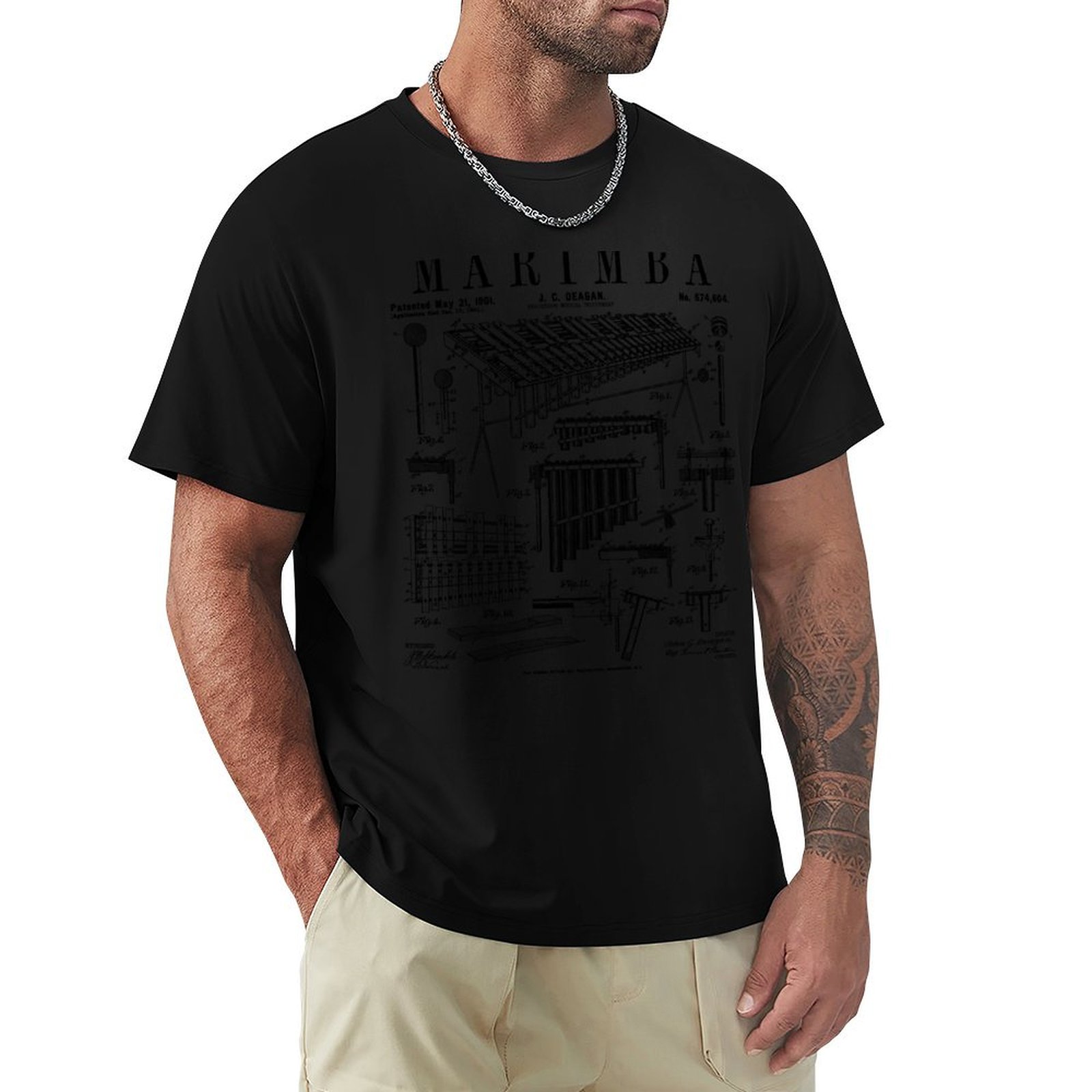 Musical Instrument Marimba - เสื้อยืดลายเครื่องดนตรีมาริมบา นักดนตรีเพอร์คัชชัน ลายวินเทจ แห้งเร็ว เหมาะสำหรับตกปลา