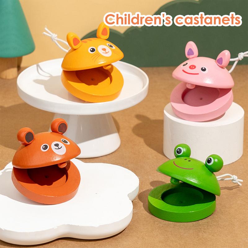 Musical Instrument Clapper - เด็กการ์ตูน Castanets ไม้เครื่องดนตรีเด็ก Clapper Handle เครื่องดนตรีของเล่นของเล่นเพื่อการศึกษาเด็ก