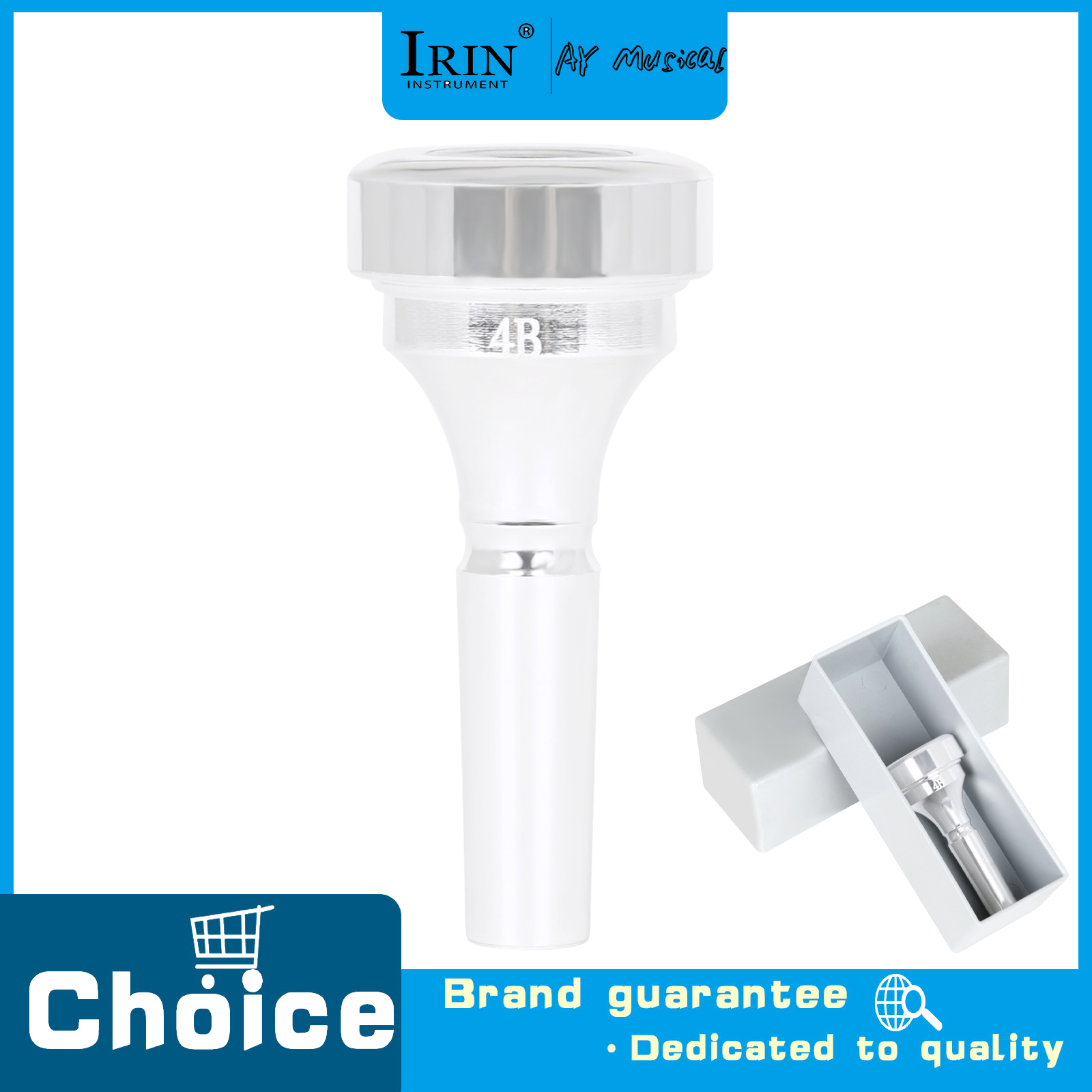 Musical Instrument Cornet - TR-17 ปากเป่าคอร์เน็ต อะไหล่เครื่องดนตรีทองเหลือง ปากเป่าชุบเงินสำหรับฝึกซ้อมคอร์เน็ตและการสอน