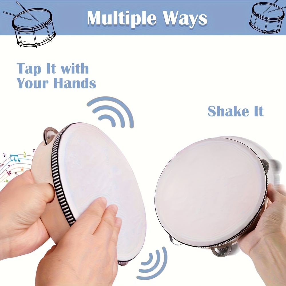 แทมบูรีนไม้ 1/3 ชิ้น ขนาด 6/8/ - Tambourine Hand Drum บทวิจารณ์และราคา