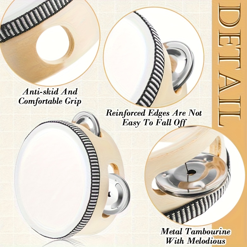 แทมบูรีนไม้ 1/3 ชิ้น ขนาด 6/8/ - Tambourine Hand Drum บทวิจารณ์และราคา