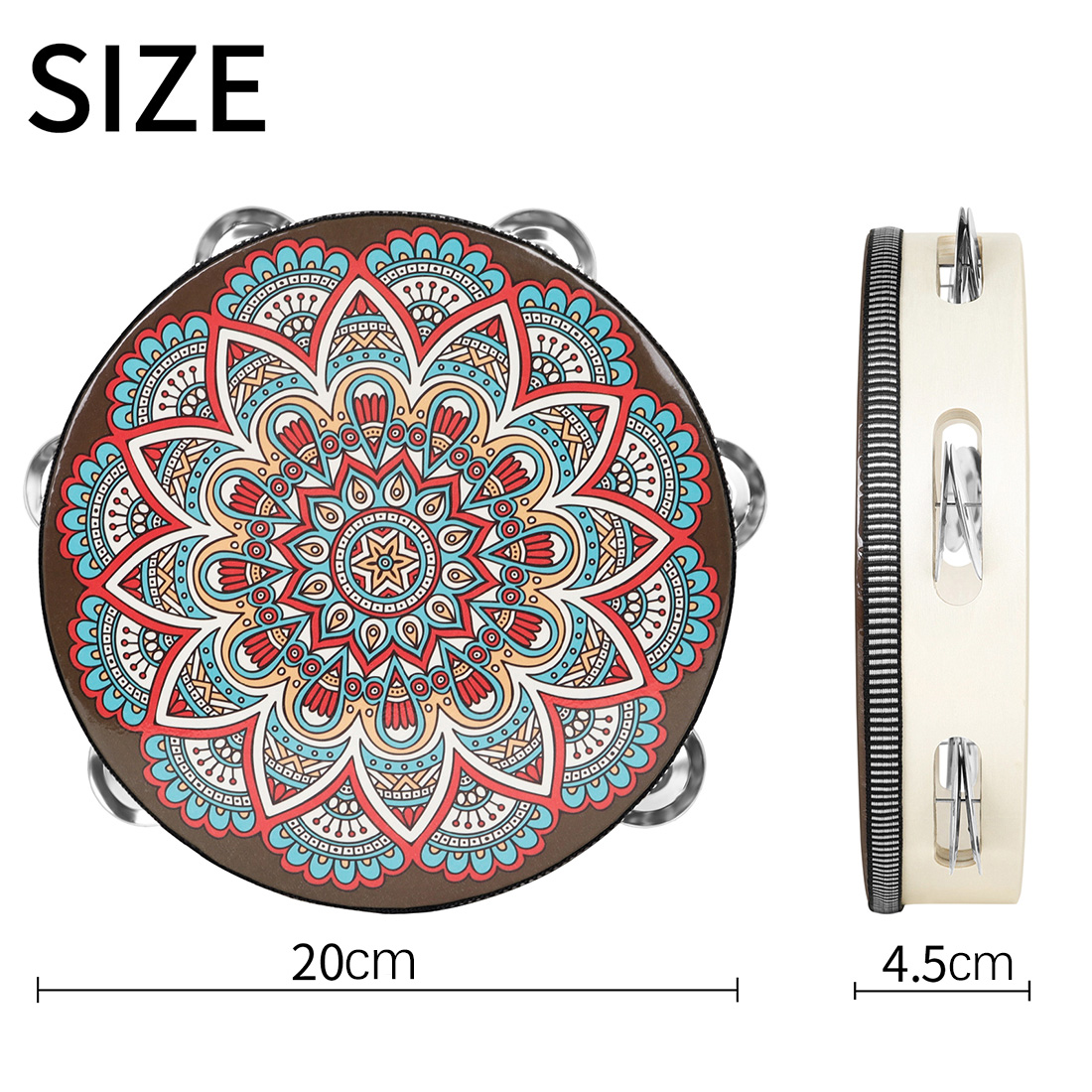 IRIN 8 นิ้วเดี่ยวแถวสไตล์โบราณ - Tambourine Hand Drum บทวิจารณ์และราคา