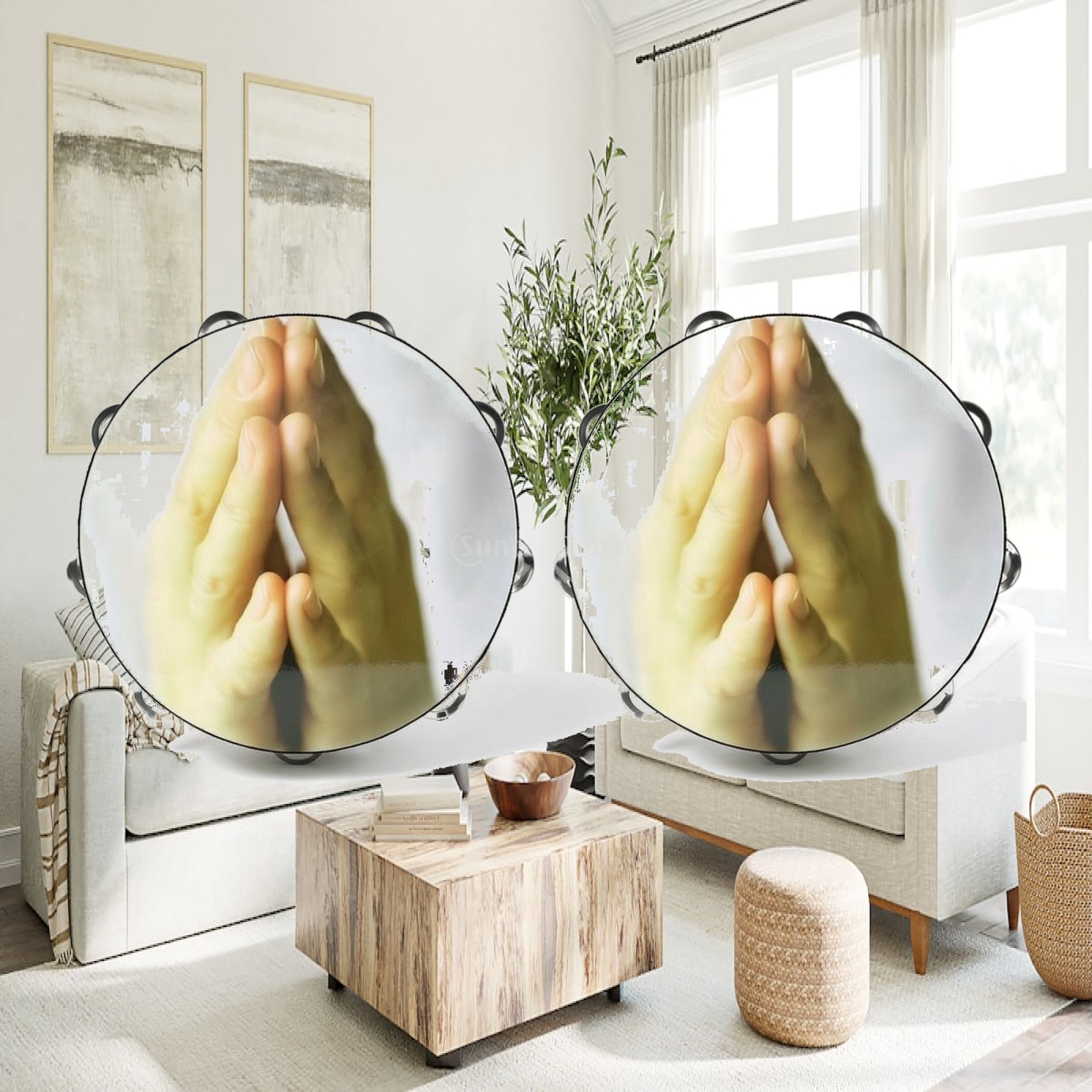 แทมบูรีนสำหรับเด็ก กลองมือไม้เ - Tambourine Hand Drum บทวิจารณ์และราคา